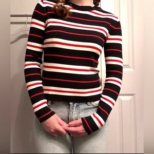 Striped Black, White, and Red Sweater